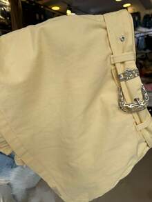 Denim Shorts/Denim Skirt Shorts - 淡黃色 - 查看 2