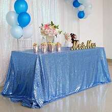 QueenDream 60x102 Inch sequin tablecloth for wedding and party decor-Silver(228.6 x 335.3 cm (Rectangular) Azul bebé) - Multicolor - Ver 4