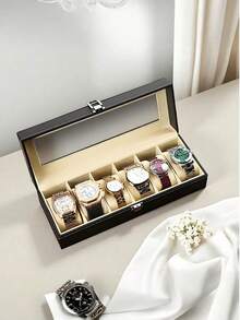 1 Peça Caixa de Exibição de Relógio em Couro PU e Veludo com Tampa de Vidro, Estojo de Armazenamento de Relógio em Couro PU Preto, Caixa de Exibição de Relógio Com Trava, Unissex, Com Almofada de Segurança para Relógios Mecânicos e Eletrônicos, Caixa de Presente Bonita para Exibição, Estojo de Exibição de Relógio, Organizador, Armazenamento Doméstico, Decoração de Quarto, Presente Neutro, Presente de Feriado, Presente de Natal, Presente de Halloween, Essencial de Volta às Aulas, Presente de Volta às Aulas, Presente de Aniversário, Presente de Ano Novo - Preto - Visão 11