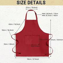 Chef Apron For Men And Women Wash Free Bib Apron With 2 Pockets Water & Oil Proof Adjustable Aprons,Red - Red - View 6