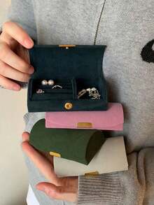 1pc Compact & Elegant Jewelry Box, Can Store Earrings, Rings, Necklaces, Jewelry Organizer Box, Gift For Girlfriend, Suitable For Sunny Travels, Makeup Room Decor - Multicolor - View 6