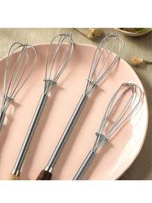 1/2pcs,Beech Handle Stainless Steel Household Mixer Manual Mini Cake Beater Butter Cream Stirring Rod - Multicolor - View 5