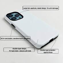 Funda de teléfono 2 en 1, con imagen de líneas abstractas, protección 3D completa, superficie mate a prueba de polvo, función de amortiguación integrada, color duradero, tacto suave, diseño de impresión de cobertura total. Compatible con phone17/16/15 pro/promax/plus/14/13/12/11/galaxy S21/22/23/24/25 PLUS/ULTRA - Blanco - Ver 9