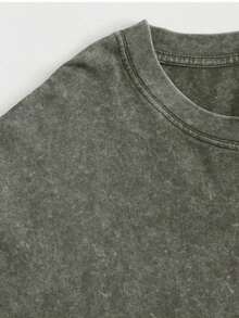 1pc Men's Pattern Washed T-Shirt - Double Sided Printing, 100% Cotton, Short Sleeved, Summer Casual T-Shirt, Black With White Star Design, Loose Fit, Machine Washable, Daily T-Shirt |   Loose Fit Shirt |   100% Cotton T-Shirt, Cotton T-Shirt Shirts  Mens Clothes - 軍綠色 - 查看 2
