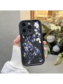 Fundas de Teléfono con Diseño Acuarela Azul y Blanco en y Blanco, Material Suave de TPU, Divertidas y Duraderas, Antigolpes y Antideslizantes para iPhone 16/ 16 Pro/ 16 Plus/ 16 Pro Max/ 15/ 14/ 13/ 12/ 11/X - Negro - Ver 2