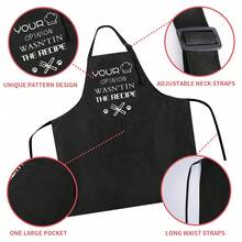 ZOORON Funny Black Chef Aprons For Men Adjustable BBQ Grill Kitchen CooFKing Aprons With Pockets, Grill Accessories,YourOpinionWasn'tintheReceipe - 你的意見不在食譜裡 - 查看 4
