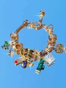 1 chiếc vòng tay lưu niệm du lịch, vòng tay bản đồ thời trang & ngôi sao, vòng tay tượng nữ thần tự do cổ điển, vòng tay khóa cổ điển dành cho nữ - Vàng - Xem 13