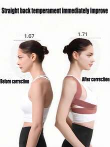 1pc Updated Posture Corrector For Men & Women, Size Runs Small, Consider Ordering One Size Up For Loose Fit, Adjustable Upper Back Support For Clavicle And Neck/Shoulder Upright Comfort (Pink) Posture Corrector For Men & Women, Body Health Fixation Upper Back Support Clavicle Back And Shoulder Under Clothes, Black - Nhiều màu - Xem 5