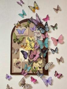 108pcs/Set Colorful 3D PVC Butterfly Decorative Stickers, Suitable For Packaging, Decoration, Selfie, Live Streaming Background, DIY Jewelry Hanging Decor. Wall Decor For Bedroom, Living Room, Home, Dining Room, Hotel, Wedding, Holiday Gifts, Birthday, Graduation, Personal Stickers, School Decor, Dorm Decor, Home Decor, Room Decor, School Supplies - Multicolor - View 1