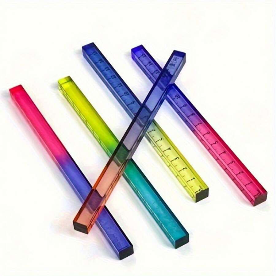 1/4pcs 15cm/5.91in Ombre Ruler - Transparent Protractor With Multi ...