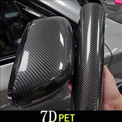 1pc Super Bright Carbon Fiber Car Film, PET Black Carbon Fiber Car Wrap Film, Car Body Modification Protective Wrap Film, Car Modification Carbon Fiber Film