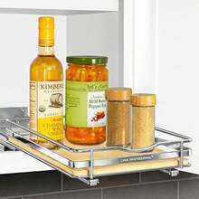 LYNK PROFESSIONAL® Élite™ Organizador de especias extraíble para gabinete - 8-1/4 pulgadas de ancho, garantía limitada de por vida, estante organizador de especias deslizante de madera y cromo(default) - Multicolor - Ver 2
