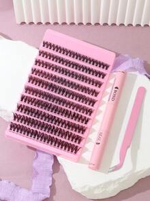 40pcs/10 Pairs High Capacity Segmented Self-Adhesive False Eyelashes, Natural 3D Eyelashes - Black - View 3