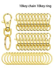 10/100PCS Lobster Clasp With Split Rings And Swivel Buckle Hanging Waist Key Hook Buckle, Zinc Alloy Dog Buckle For DIY Leather Case Bag Hardware Accessories Jewelry Making
