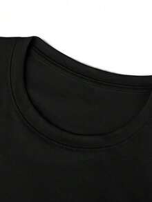 Manfinity Dauomo Hombre Verano letra impresa cuello redondo manga corta camiseta casual - Negro - Ver 6