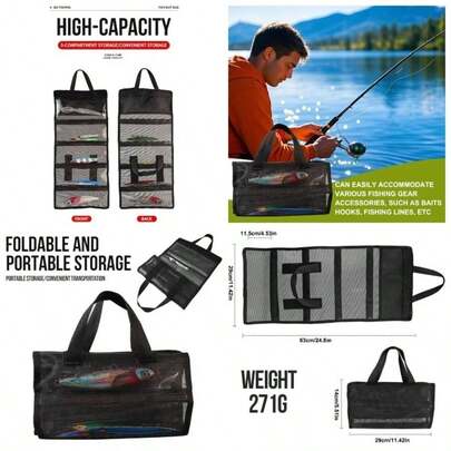 Bolsa Organizador De Lure Fishing Accesorios SpinnerBait Storagee Bolsas De Almacenamiento De Cebo Plegable Impermeable Pesca En Capas De Cinco Gridas Tackle Pouch Spinnerbaitt Fly Box Accesorio