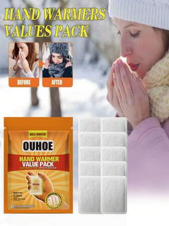 20/10片装一次性手/脚/肩/腹/腿/腰部保暖贴，粘贴式自发热，通用自粘式自发热贴片，持久保暖，便携式无异味加热贴