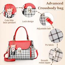 Small Purses And Handbags For Women Fashion Teenage Girls Crossbody Bag Lightweight Shoulder Bag Plaid Pattern Satchel - Đỏ - Xem 2