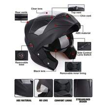 Casque de moto à rabat, multicolore, convient pour toutes les saisons - Noir - Voir 3