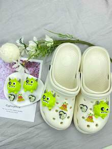 6pcs Cute Green Monster Decoration Set, Detachable PVC Decor, Creative Street Style Accessories, Perfect Holiday Gift - Green - View 4