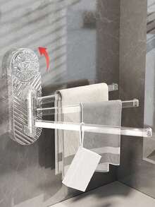 Suction Cup Rotating Dishcloth Rack, Multi-Rod Wall Mounted Draining Rack, Storage Rack, Suction Cup Hanging Rod Gadget - Multicolor - View 3