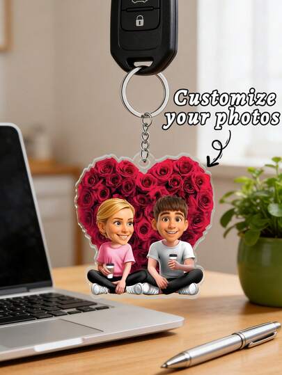 1pc Custom Photo Wedding Couple Acrylic Keychain, Personalized Bride & Groom Cartoon Keyring, Multiple Styles Available,Wedding Favor, Bridal Shower Gift, Keepsake For Newlyweds,Bag Charm, Keychain , Wedding Souvenir, Bridal Party Favor