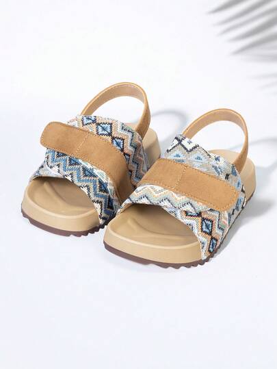 1 Pair Floral Print Children's Summer Sandals - Lightweight, Comfortable, Flat Children's Sandals, Random Print Contrast Color Children's Shoes, Casual Soft Bottom Boys/Girls Summer Sandals