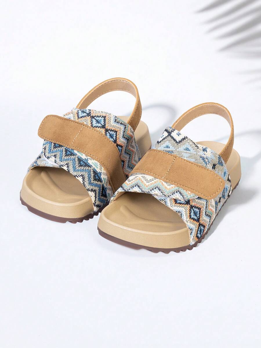 1 Pair Floral Print Children's Summer Sandals - Lightweight, Comfortable, Flat Children's Sandals, Random Print Contrast Color Children's Shoes, Casual Soft Bottom Boys/Girls Summer Sandals