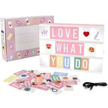 Letrero Luminoso Cine Caja de Luz A5 con 192 Letras Números Símbolos Emoticonos Decorativas Cinema Light Box Decoración para Habitación Tienda Cumpleaños Navidad Bodas Oficina Eventos(Rosa)(default) - Multicolor - Ver 2