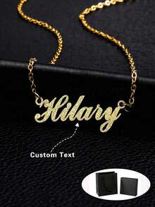 1件定制亮面哑光名字项链吊坠，个性化不锈钢半包裹式情书项链吊坠，家庭首饰，生日、节日、圣诞节礼物（送给她），锐舞配饰 - 彩色 - 查看 8