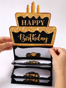 1pc Black & Gold "Happy Birthday" Cash Card With Envelope, Shiny Gold Balloon Gift Box Design, Holiday Money Holder Wallet, Birthday Celebration Supplies, Birthday Memorabilia, Birthday Party Decor, Elegant Gift Envelope Box, Holiday Party Supplies, Birthday Decoration, Birthday Gift - Black Gold - View 10