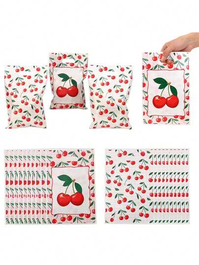 30/50pcs Sweet Cherry Theme OPP Gift Packaging Bags, Candy Bags, Suitable For Children's Birthday, Baby Shower, Wedding Party Decoration