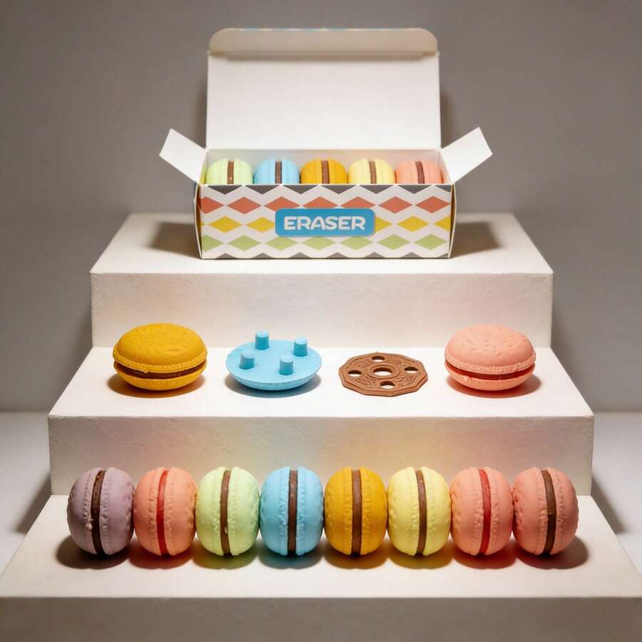 20/10/5 Pcs Macaron Cream Filled Erasers, Large Size Creative Erasers, Cute Design, Suitable For Students, Pencil Erasers, School Supplies, Office Supplies, Back To School Classroom Prizes - Multicolor - View 1