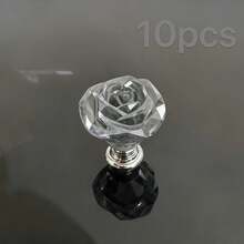 10pcs Crystal Knobs, 30mm Rose Flower Style Glass Pull Handles For Cabinets And Drawers, Suitable For Vanity, Dresser And Kitchen - Multicolor - View 23