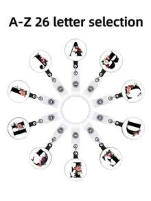 1pc Retractable ID Badge Reel With Clip, Rotary Clasp Fit For A-Z ID Cards, White Glass Keychain, Suitable For Nurses, Doctors, Office Supplies, Back To School Identification, Meaningful Gift For Halloween, Christmas, Valentine's Day, New Year For Friends, Colleagues, Teachers, Elders