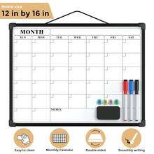 MaxGear Monthly Calendar Dry Erase Board For Wall, 16\X12\ Small Hanging Double-Sided White Board, Portable Whiteboard For Planning, Drawing, Memo, To Do List, Schoolsss, Home, Office, Black Frame,Black - Black - 查看 7
