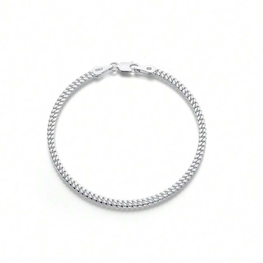 OCHCOH 925 Sterling Silver Cuban Link Chain Bracelet 3mm 5mm 8mm Silver Bracelet For Men Women 6.5 7 7.5 8 8.5 9 Inches,9.0Inch,3mmSilverCubanBracelet - 3毫米銀手鍊 - 查看 1