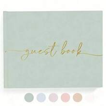 1本烫金婚礼宾客签名簿 - 优雅硬壳书法设计签名册，采用优质哑光封面，厚实的空白页供宾客留言/签名/拍照，经久耐用，可重复使用，是婚礼招待会/订婚派对桌面装饰的理想之选，也是完美的周年纪念纪念品和礼物。 - 綠色 - 查看 7