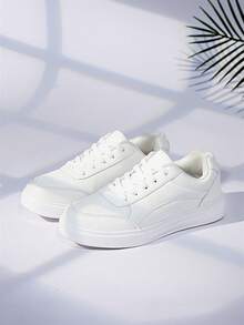 Men's Fashionable Anti Slip Simple Casual Sports Shoes, Student Style, White - White - View 2