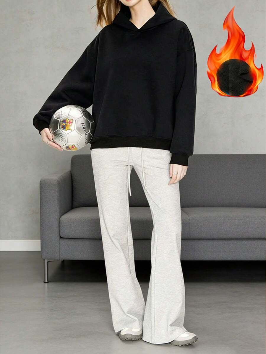 Classic Solid Color Women's Casual Sweatshirt, Loose And Comfortable, Suitable For Winter, Spring, Autumn - Black - View 1