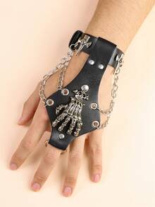 Hip Hop Rock PU Leather Bracelet Men And Women Punk Spikes Rivets Skull Heart Cross Creative Party Bracelet Jewelry Accessories