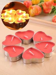 1pc/50pcs/100pcs [母親節創意蠟燭架] 50pcs/盒 2小時持續燃燒蠟燭，母親節求婚、告白、生日創意DIY心形蠟燭、蠟燭架、茶蠟、婚禮裝飾、飯店裝飾、拍照道具、浴室配件、浴室裝飾 - 彩色 - 查看 3