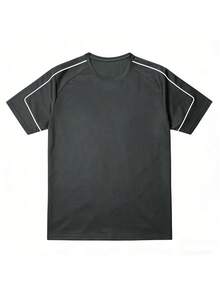 男士透气速干运动T恤，轻便健身训练休闲服 - 深灰色 - 查看 7