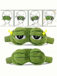 1个可爱青蛙睡眠眼罩，采用萌趣青蛙眼睛和耳朵设计 - 柔软舒适的眼罩，适合旅行、小憩、夜间睡眠 - 舒缓眼部防护罩，S码（轻薄不臃肿） - 彩色 - 查看 9