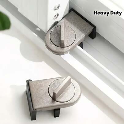 1pc Heavy Duty Aluminum Alloy Safety Lock, Suitable For Sliding Doors And Windows - Enhanced Anti-Theft, Anti-Pinch, And Anti-Fall Functions, Home Security