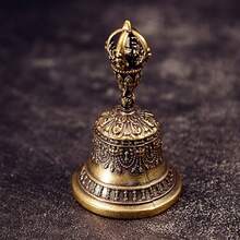 Elegant Vintage Handmade Bronze Metal Wind Chime - Antique Copper Bell Decorated With Classic Diamond Pattern, Exquisite Wall Decor, Battery-Free, Home And Office Decoration, Unique Gift Choice - Multicolor - View 2