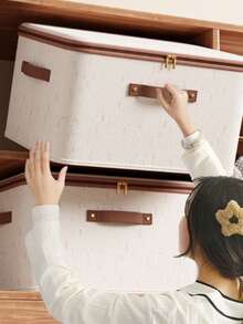 1 Peça Caixa de Armazenamento com Zíper e Tampa - Grande Capacidade - Adequada para Roupas, Itens Domésticos e Armazenamento de Quarto - À Prova de Poeira, À Prova de Umidade, Sem Necessidade de Instalação - Aplicável para Sala de Estar, Quarto, Despensa e Interior de Guarda-Roupa - Multicolorido - Visão 3