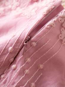 Baby Girl Elegant Princess Tulle Dress Long Sleeve Toddler Girls Beads Dresses Suitable For Birthday, Wedding, Banquet, Holiday, Festival Celebration - 粉色 - 查看 7