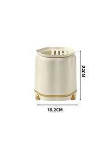 1pc New Luxury Cream-Colored Rotating Knife Holder, Multi-Function Knife Rack & Utensil Organizer, Home Kitchen Storage Rack - Creamy White - View 8