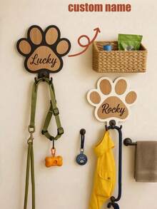 Customized Text Hook, Personalized Wooden Dog Leash Hook, Cartoon Word Decor Hook, Cute Colorful Cat Style Unique Customized Home Decor, Ideal Gift - Multicolor - View 3